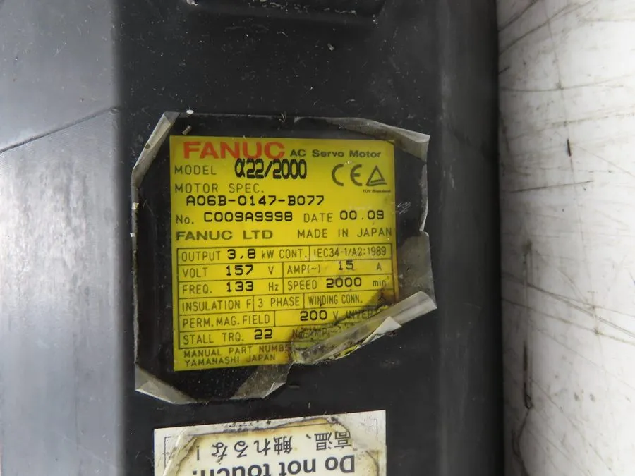 Серводвигатель Fanuc A06B-0147-B077 AC Servo Motor 3.8kW 157V 2000 RPM 15A 3PH