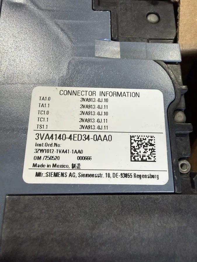 Автоматический выключатель Siemens 3VA4140-4ED34-0AA0 Circuit Breaker 40A 600Vac