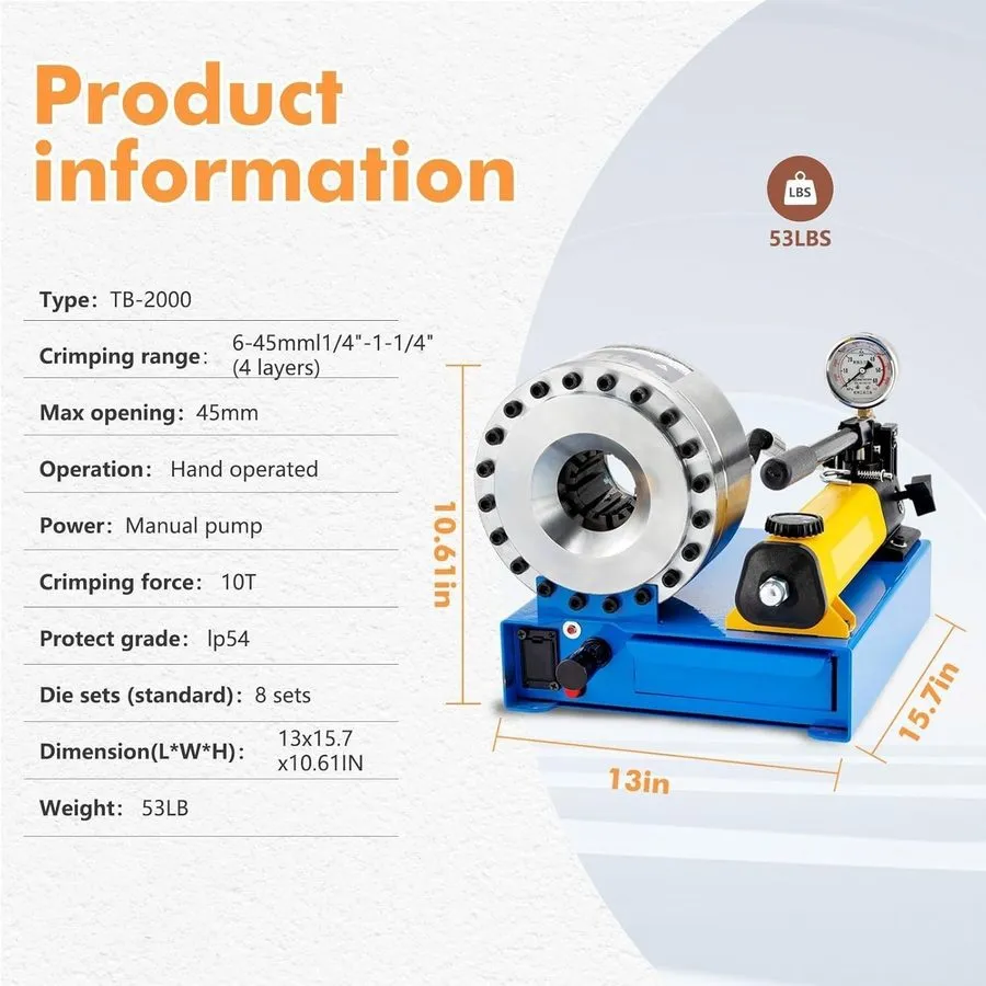 Трубопроводная арматура 5600KN Hydraulic Hose Crimper Pipe Clamping Machine w/ 8 — фото лота 2