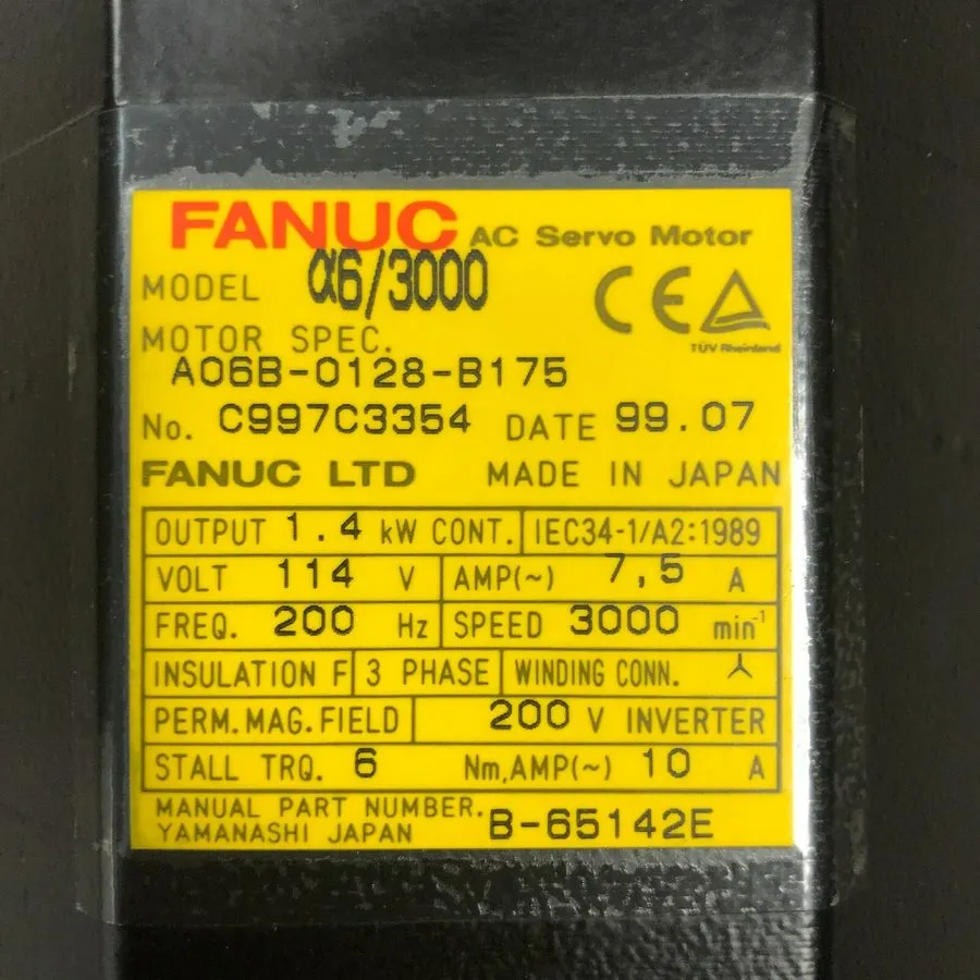 Серводвигатель Fanuc AC Servo Motor A06B-0128-B175, Output 1.4kw