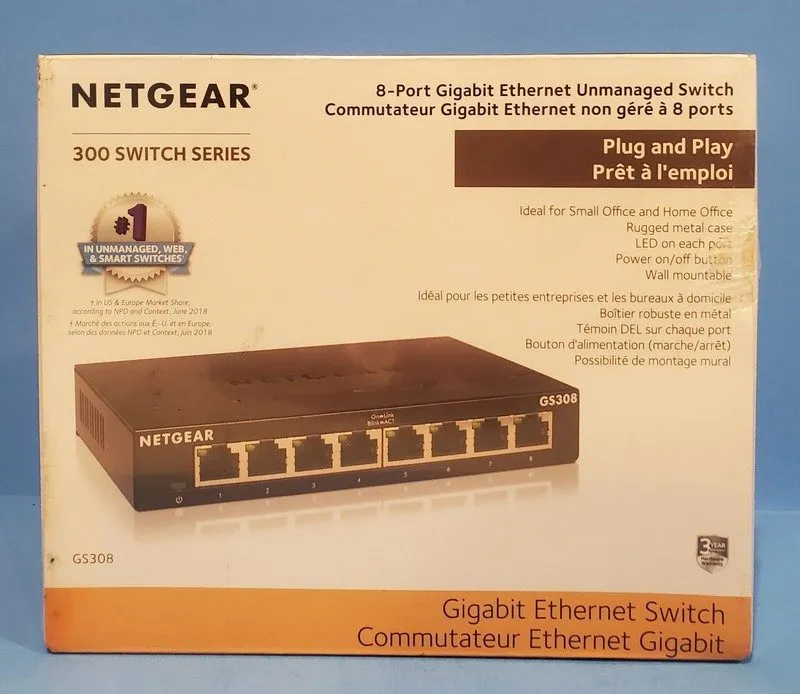 Коммутатор NETGEAR GS308 8-Port Gigabit Ethernet Unmanaged Switch Desktop Wall M
