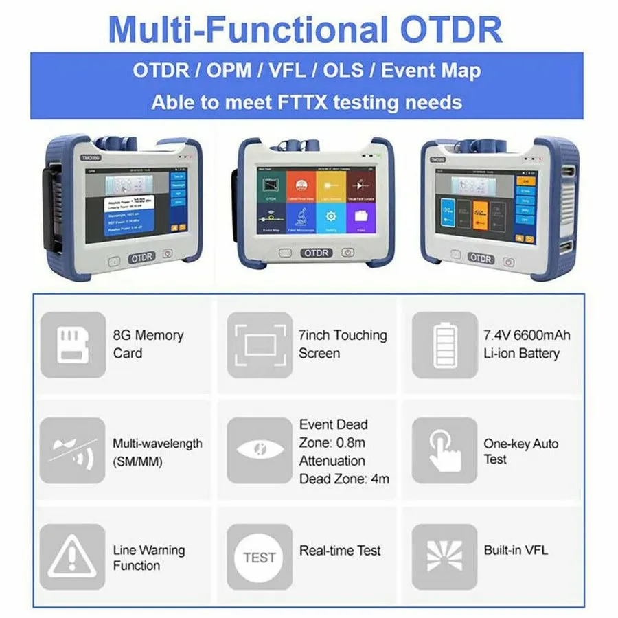 Тестер TMO350 OTDR Optical Time Domain Reflectometer Tester VFL OPM OLS 1310/155 — фото лота 2