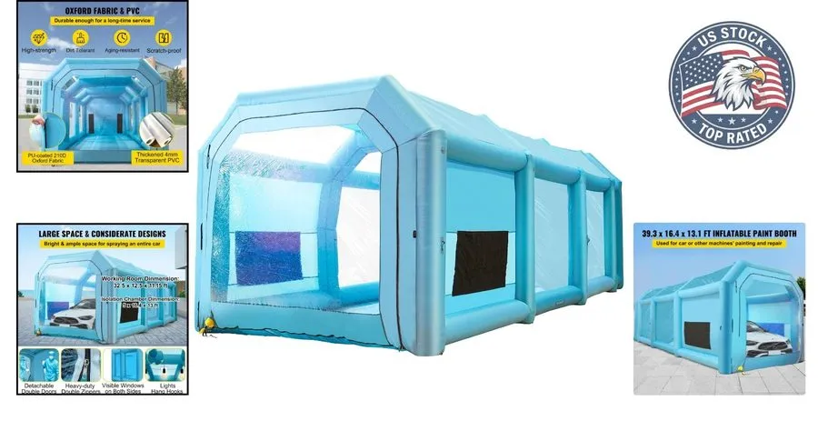 Окрасочная камера Durable 39.4x16.4x13.1 ft Inflatable Spray Booth with Efficien
