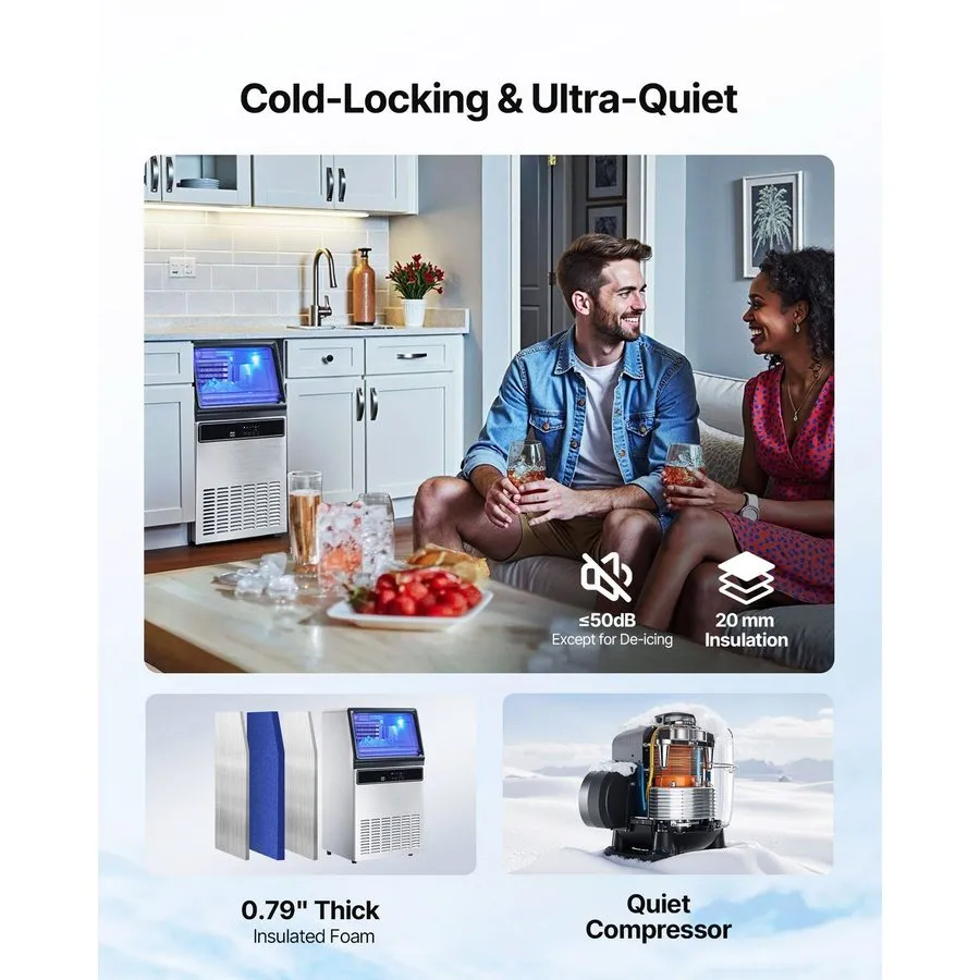 Льдогенератор 130LBS/24H Ice Maker 36LBS Storage Dual Water Inlet Self-Cleaning 
