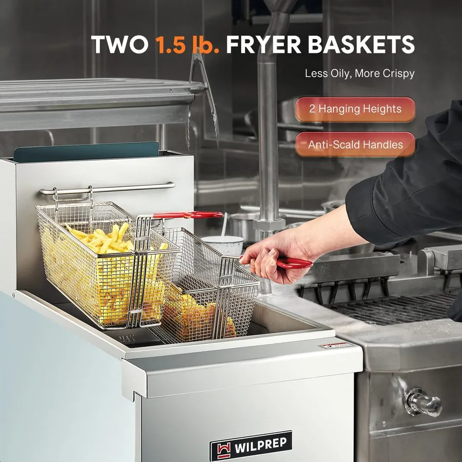 Фритюрница Commercial Deep Fryer Free Standing Natural Gas Fryer 3-Burner Dual B — фото лота 2