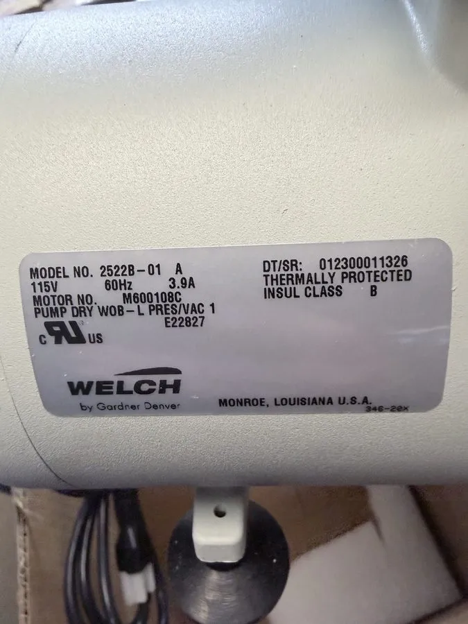 Насос Welch 2522B-01 Dry Vacuum Pump 115V Diaphragm Lab Pump Gardner Denver