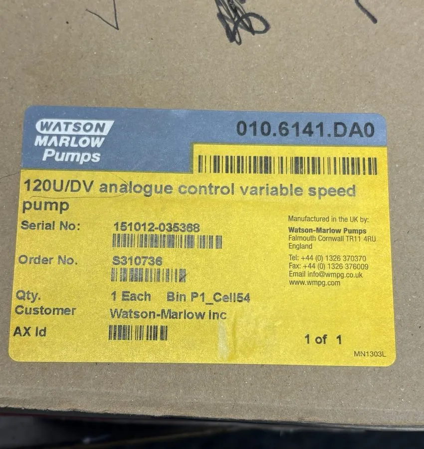 Насос Watson-Marlow 120 U/DV Peristaltic Pump 010.6141.DA0 w/ Analogue Control