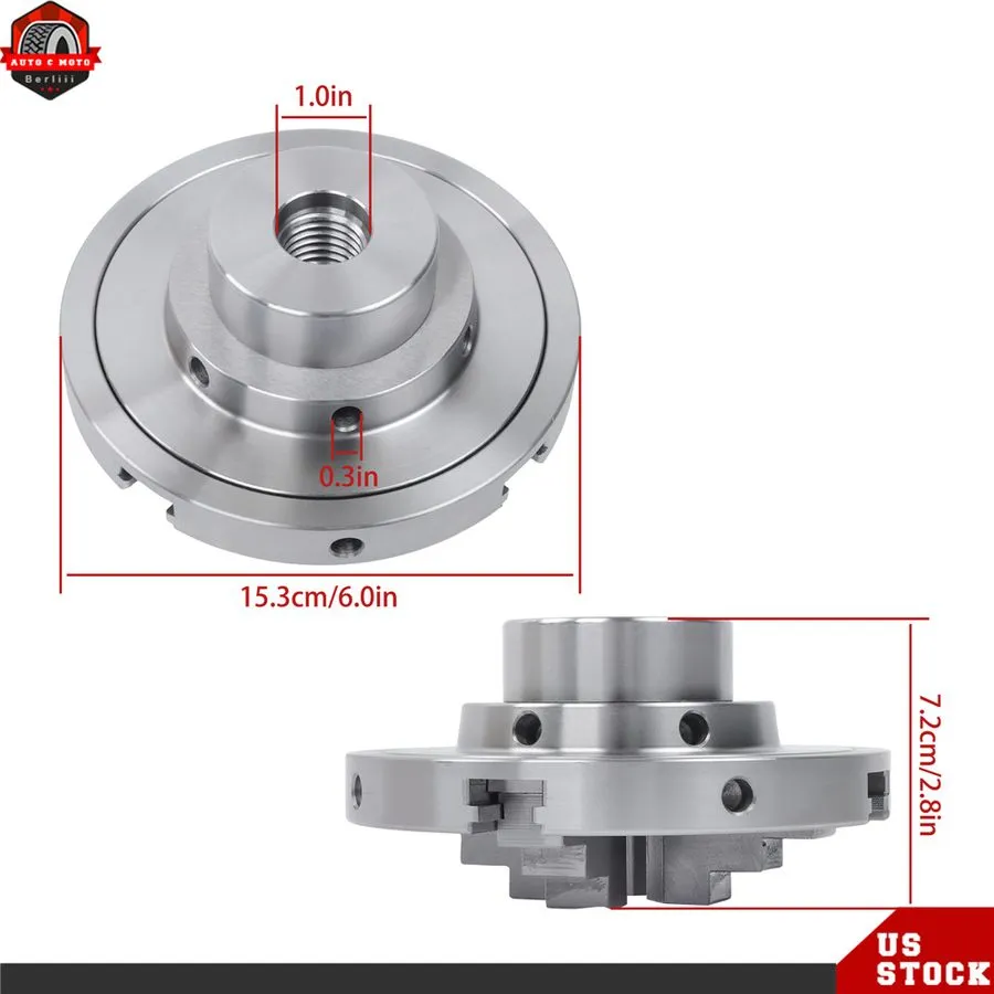 Режущий инструмент LABLT 6" 4-Jaws Self-Centering Lathe Chuck Steel 1"×8TPI Thre — фото лота 1