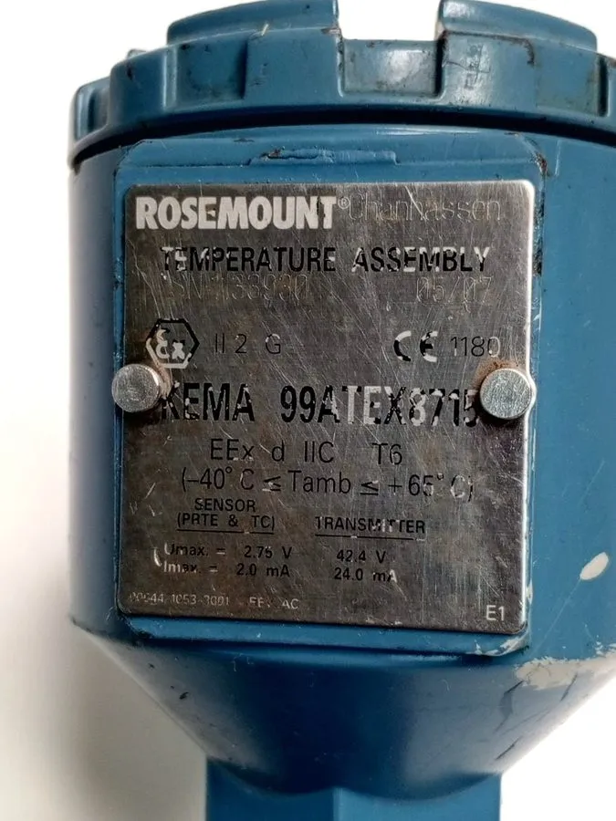 Трубопроводная арматура Rosemount Temperature Transmitter KEMA 99ATEX8715 Assemb