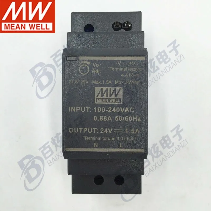 Блок питания MEAN WELL HDR-30-24 36W 24V 1.5A Hat Rails Power Supply DIN-RAIL