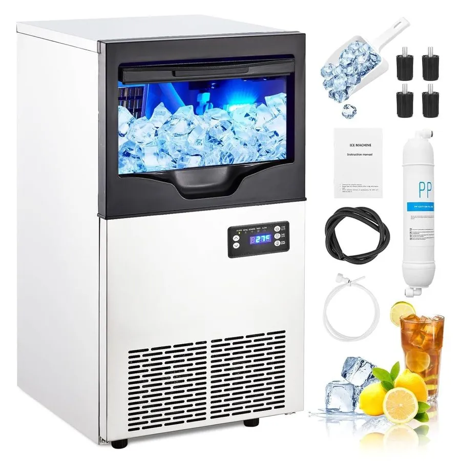 Льдогенератор 110lbs/24h Commercial Built-in Ice Maker Machine Display Ice Cube