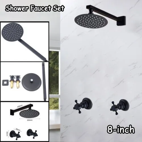 Клапан Shower Faucet Set Wall Mount 2-Handle Mixer Valve Tap Cold and Hot Round 