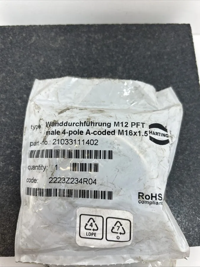 Электронный компонент Harting Bag of 1 Circular Metric Connectors 4p Male M12 A-