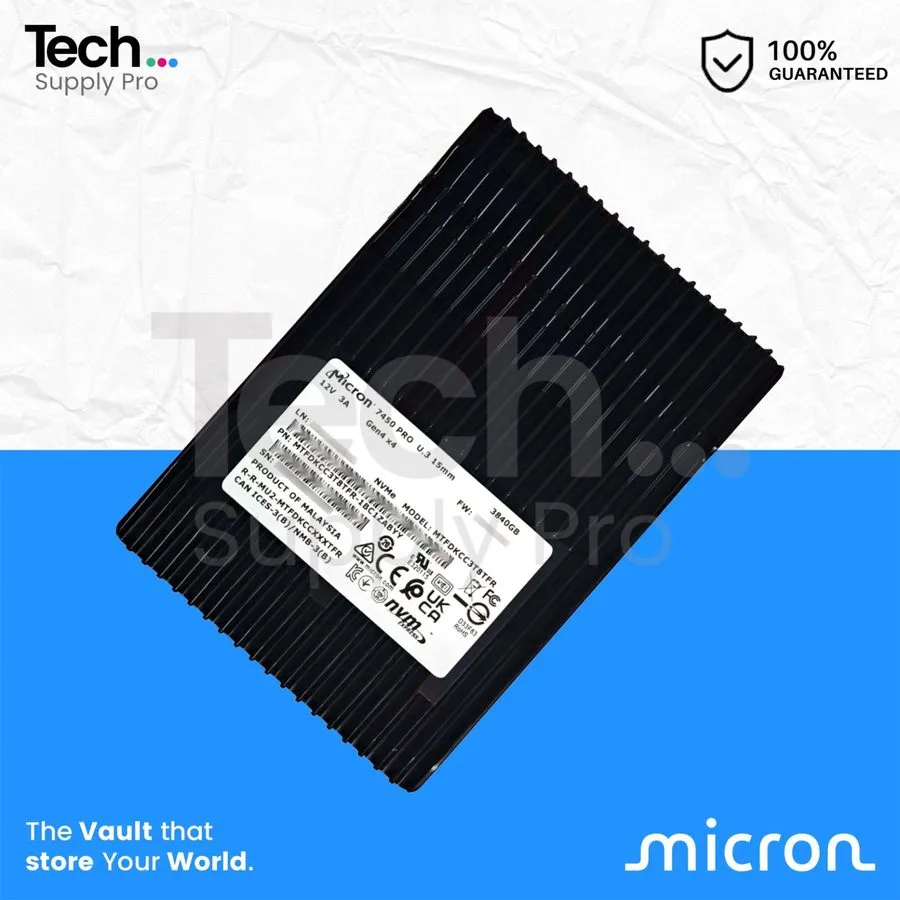 SSD-накопитель Micron 7450 PRO 3.84 TB PCIe 4.0 NVMe 2.5" U.3 internal SSD MTFDK