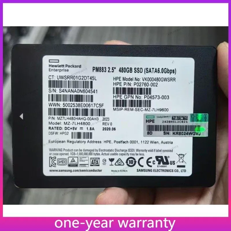 SSD-накопитель Samsung PM883 480G 480GB SATA 6.0Gbps Enterprise SSD MZ-7LH4800 M