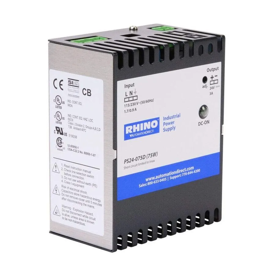 Блок питания Industrial DIN-Rail Power Supply 24 VDC 3 A AutomationDirect PS24-0