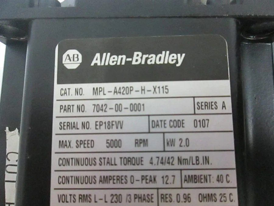 Серводвигатель Allen-Bradley MPL-A420P-H-X115 SER A AC Servo Motor 7042-00-0001