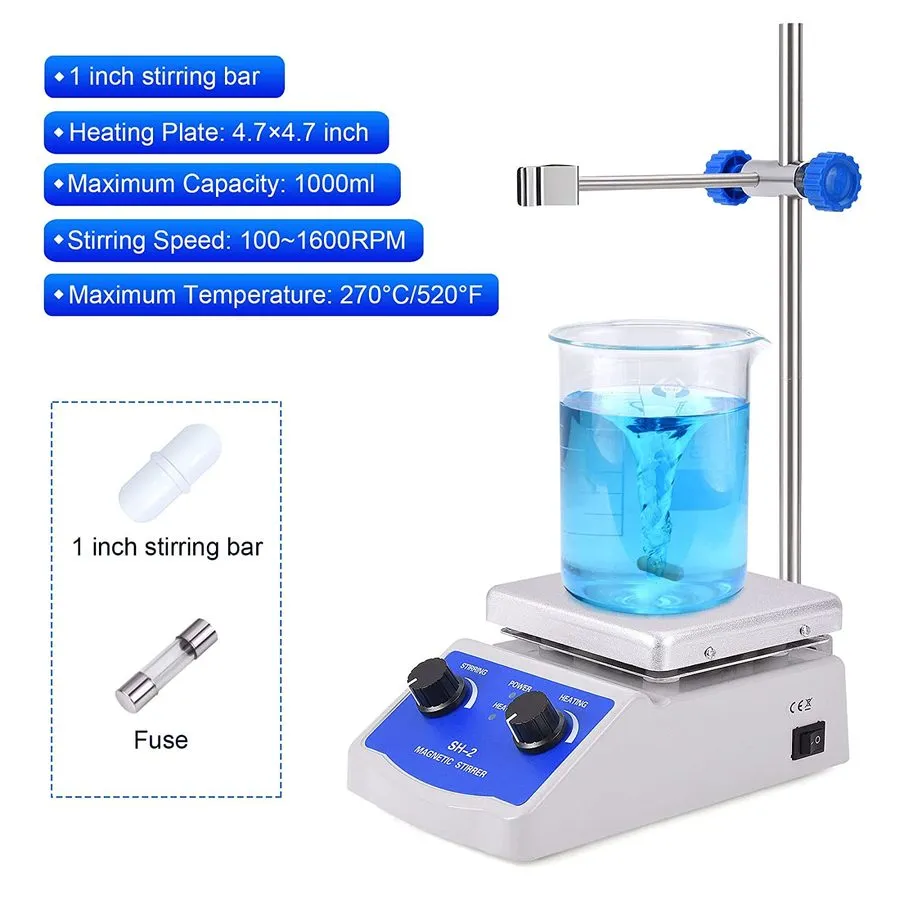 Батарея Slendor Magnetic Stirrer Hot Plate Mixer 1000ml 520°F 100-2000 RPM