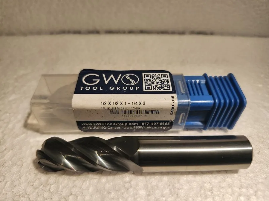 Режущий инструмент GWS 1/2" x 1/2 x 1-1/4 x 3 Solid Carbide Ball Nose End Mill 4 — фото лота 1