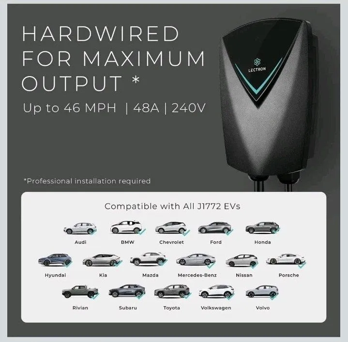 Аккумулятор Lectron J1772 Level 2 EV Charger, UL2594 Certified (ETL Listed), 48A