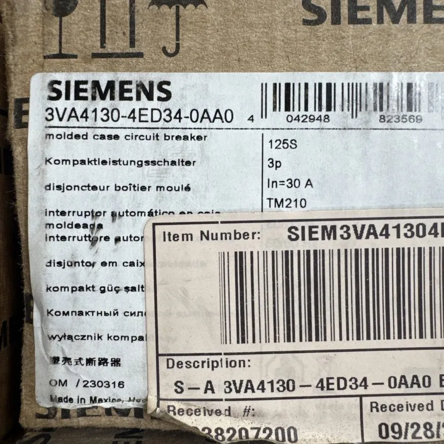 Автоматический выключатель Siemens 3VA4130-4ED34-0AA0 ,Circuit Breaker, 3P/30A /