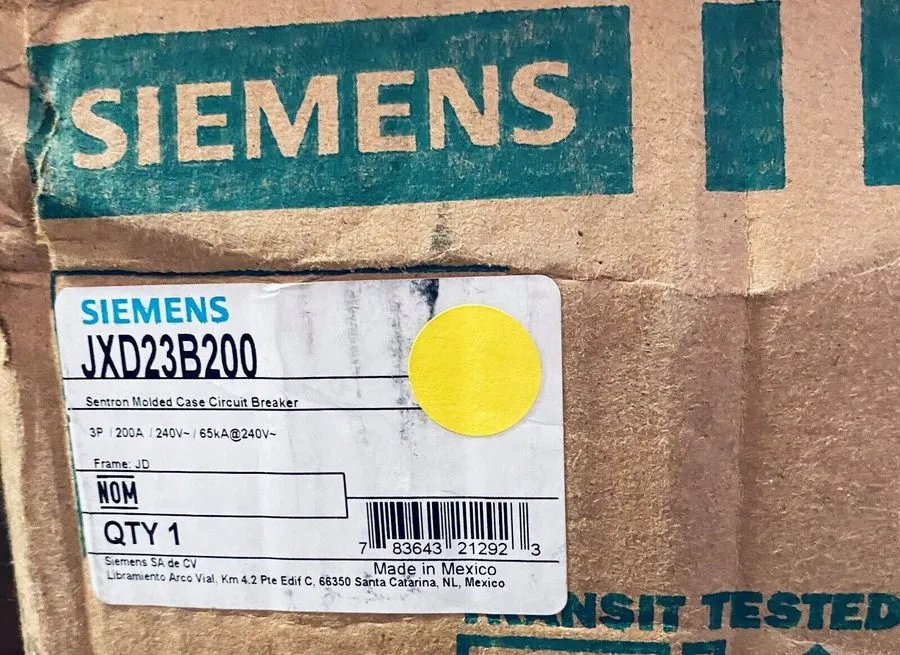 Автоматический выключатель Siemens JXD23B200 200A 240V 65kA@240V 3P Sentron Seri
