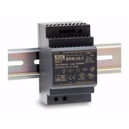 Блок питания Mean Well HDR-60-5 32W 5V 6.5A Hat Rails Power Supply DIN-RAIL