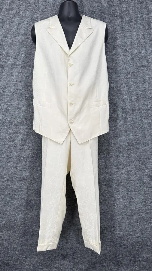 Лабораторный прибор Isaia Sanita Tuxedo Suit Mens 48US/58EU White Jacquard Wool  — фото лота 1