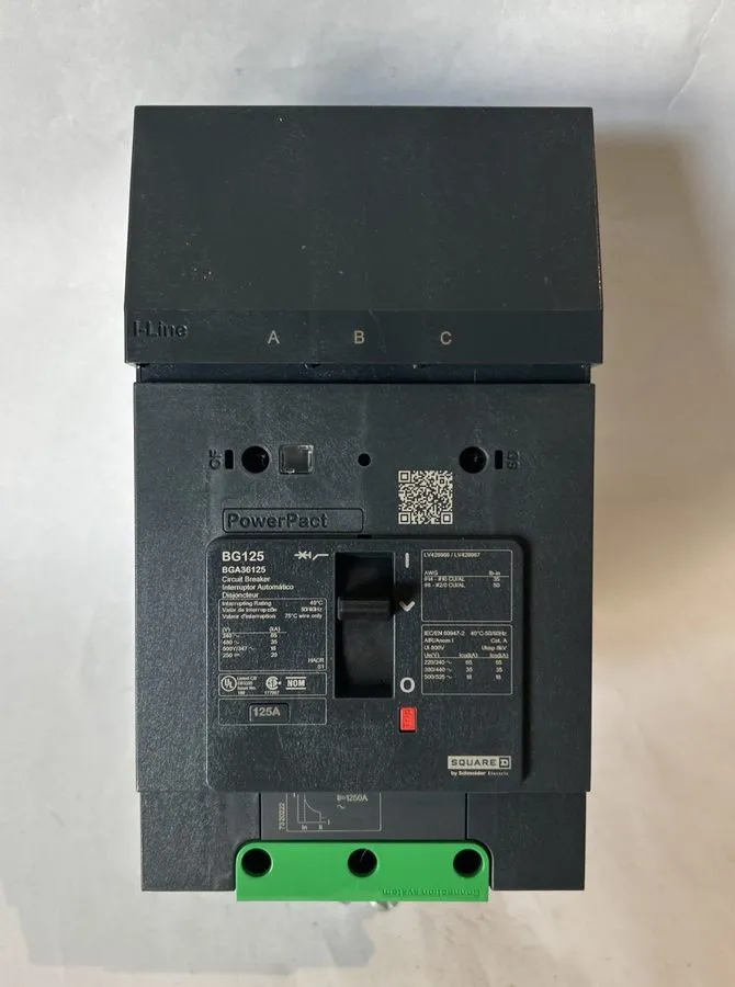 Автоматический выключатель BGA36125 SQUARE D 3 POLE 125 AMP 480V POWERPACT CIRCU — фото лота 1