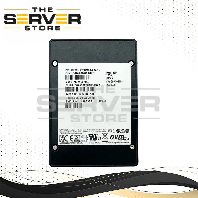 SSD-накопитель MZ-WLL7T6C Samsung PM1723b 7.68TB NVME PCIE3.0 2.5in U.2 SSD EMC