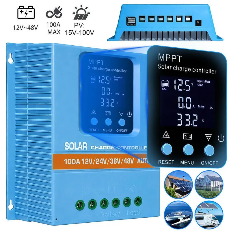Аккумулятор 2X 4000W 100A MPPT Solar Charge Controller 12V/24V/36V/48V Battery P