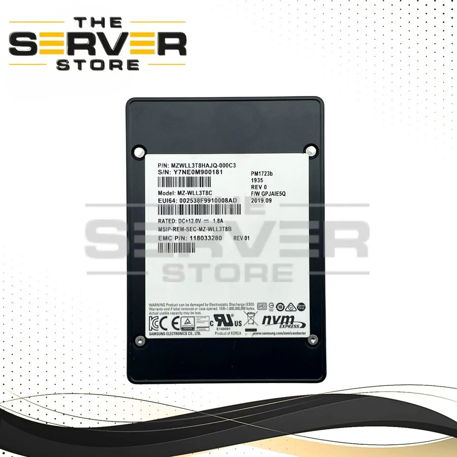 SSD-накопитель HPE SAMSUNG PM1723b 1.92TB 2.5" PCIe3.0 x4 NVMe U.2 SSD/Low Hours