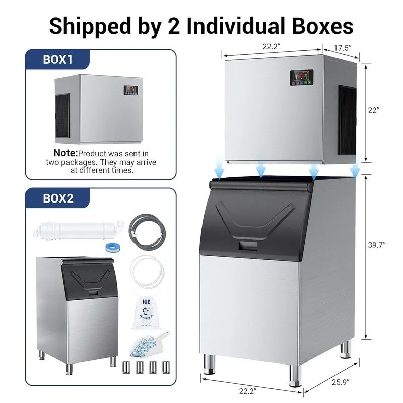Льдогенератор Commercial Ice Maker Machines 500LBS/24H with 350LBS Storage Bin A — фото лота 1