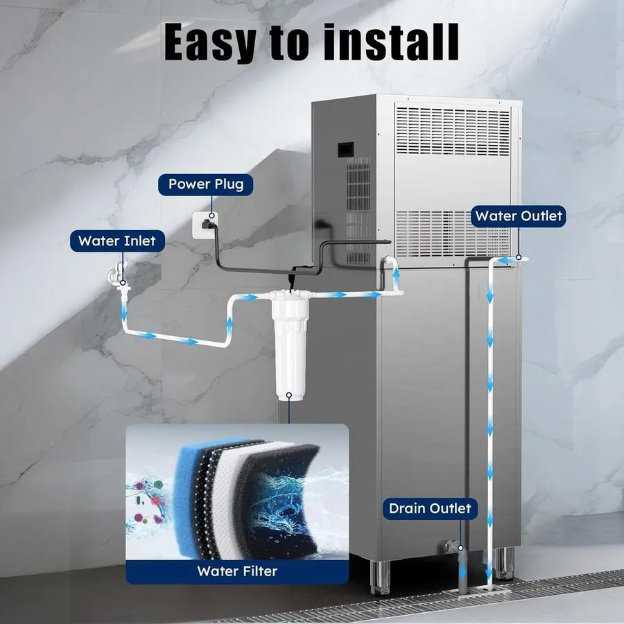 Льдогенератор Commercial Ice Maker Machines 500LBS/24H with 350LBS Storage Bin A — фото лота 2