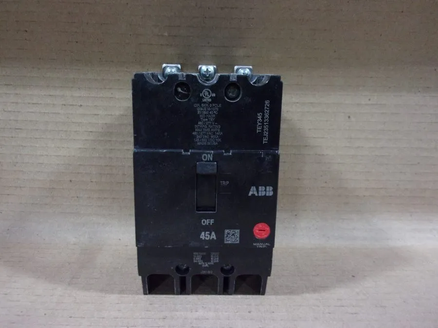 Автоматический выключатель GE TEY345 45A 3-Pole 480V Circuit Breaker Manual Trip