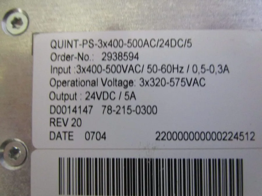 Блок питания PHOENIX CONTACT QUINT-PS-3X400-500AC/24DC/5 POWER SUPPLY 24VDC 5A