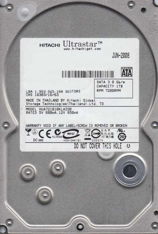 Жёсткий диск 1TB SATA Hitachi Ultrastar HUA721010KLA330 7200RPM 32MB HDD 3.5" Ha
