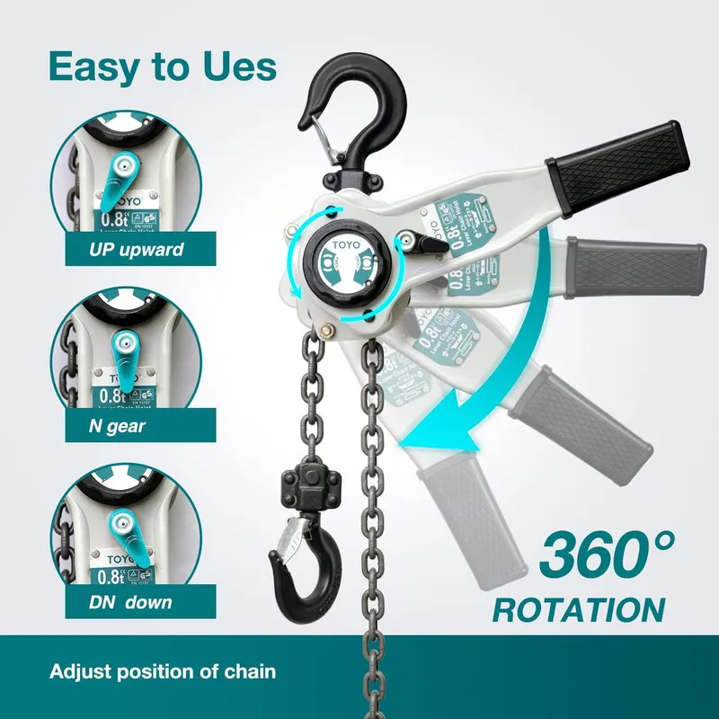 Таль TOYO Lever Chain Hoist 1750Lbs 10ft,Chain Come Along 0.8T 1750Lb 10Ft, Gray — фото лота 2