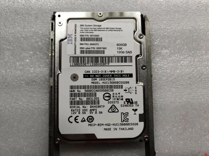 Жёсткий диск IBM 00AK373 00NC647 600GB 15K SAS 2.5" 12GB/S V5000 HDD HARD DRIVE