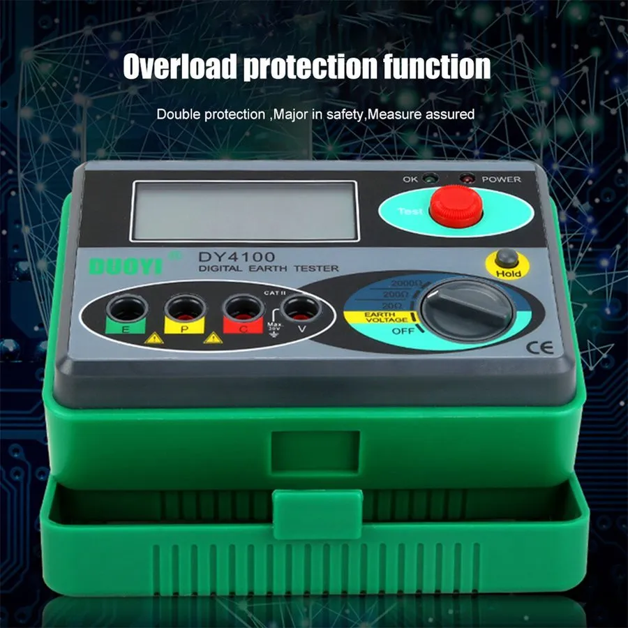 Тестер DY4100 Digital Earth Ground Resistance Meter Tester Megohmmeter 0-2000Ohm — фото лота 2