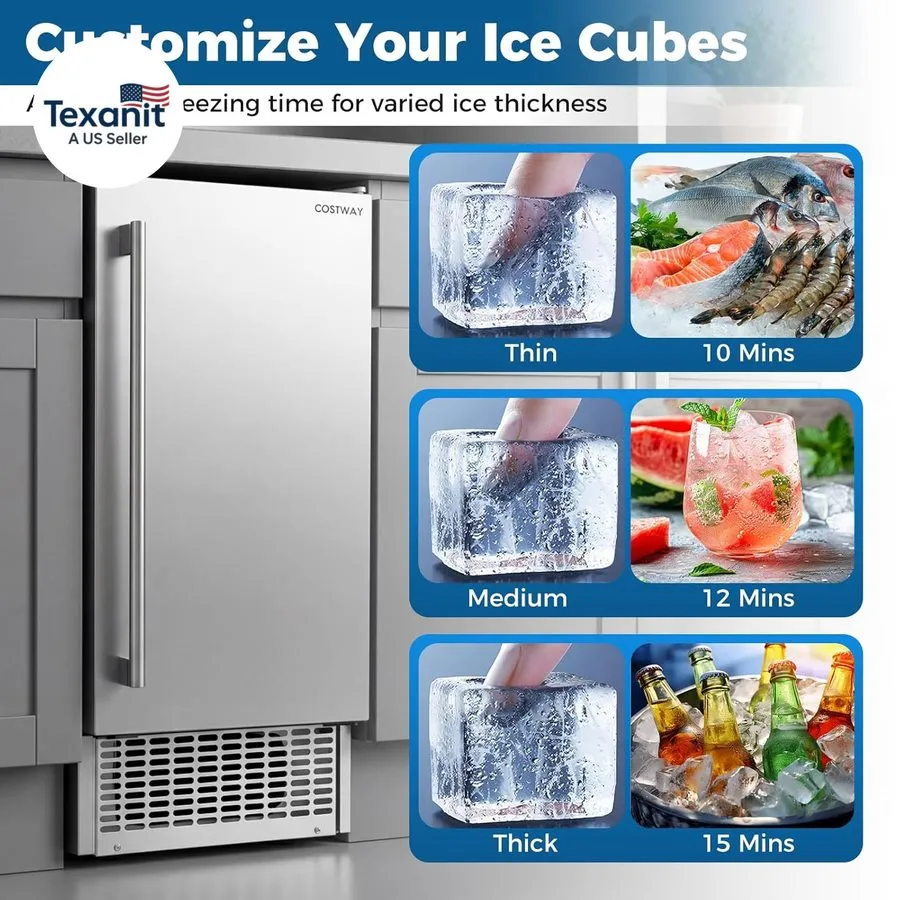 Льдогенератор Commercial Ice Maker 90lbs/24H 18lbs Storage Auto Clean Full Bin I — фото лота 2