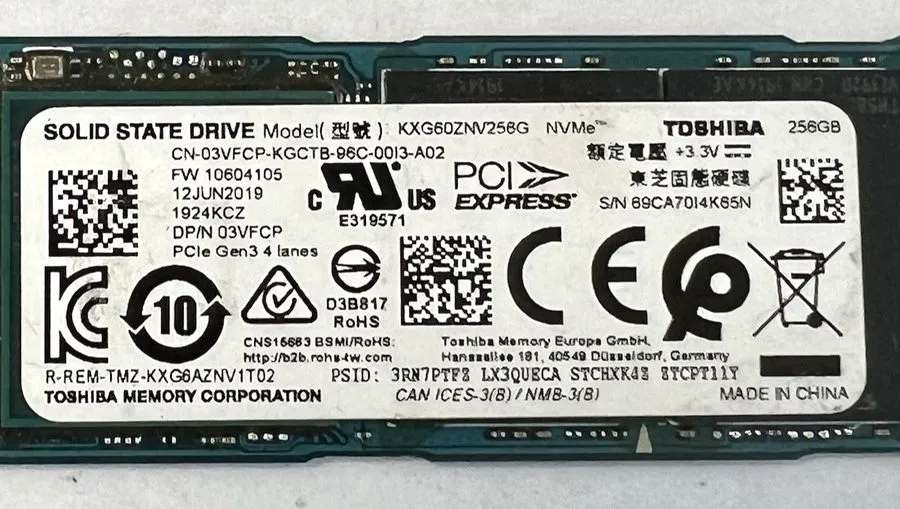 SSD-накопитель x Kioxia (Toshiba) XG6 256GB NVMe M.2 2280 SSD (KXG60ZNV256G)