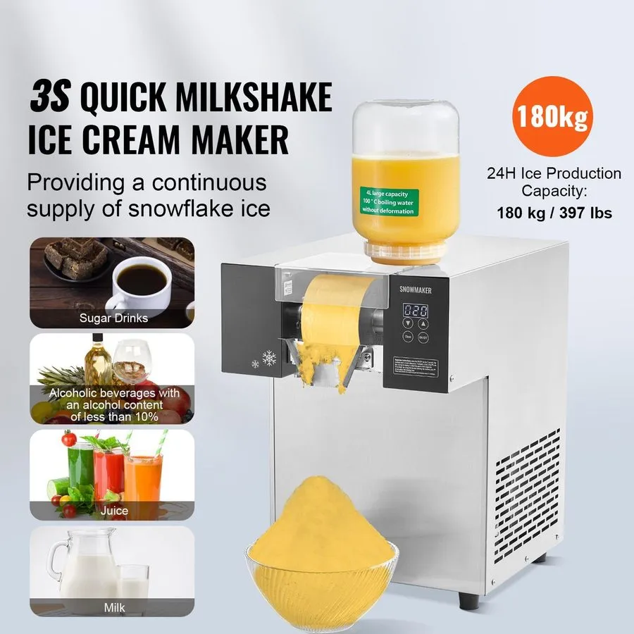 Льдогенератор 397lb/24h Stainless Steel Snowflake Ice Machine & Adjustable Outpu — фото лота 1