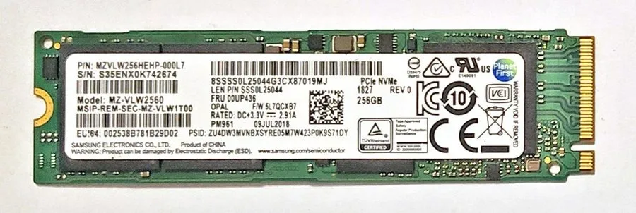 SSD-накопитель 24gb Ddr4 laptop ram, 512 gb samsung PM961 m.2 ssd drive