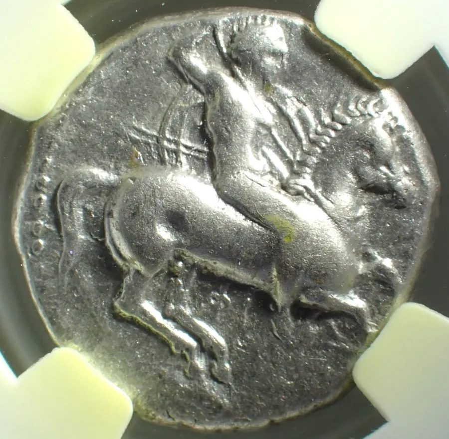 Лабораторный прибор c. 332-302 BC CALABRIA, TARAS AR Didrachm (Horseman/Dolphin) — фото лота 1