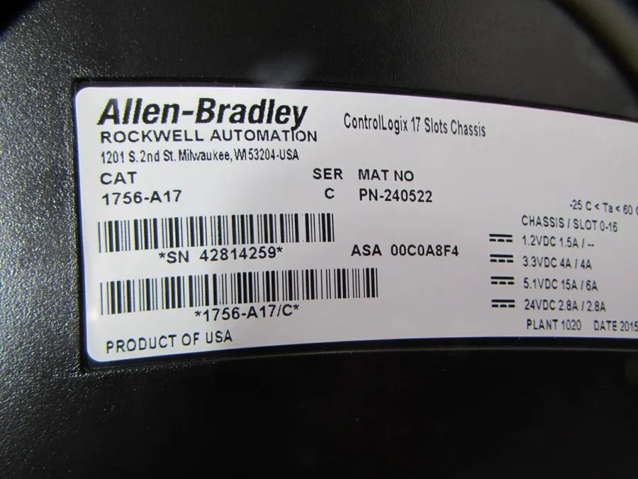 ПЛК ALLEN BRADLEY 1756-A17 ControlLogix PLC Chassis Rack 17 Slot 24VDC