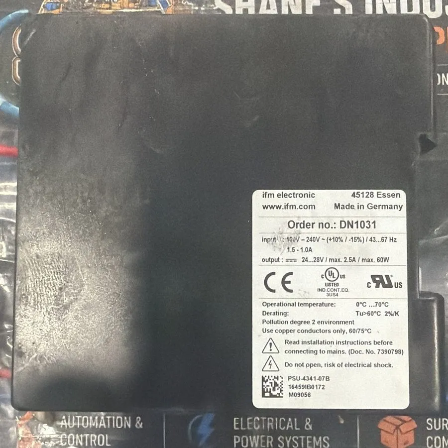Блок питания IFM DN1031 24-28VDC 2.5A 60W DIN Rail Switched Mode Power Supply