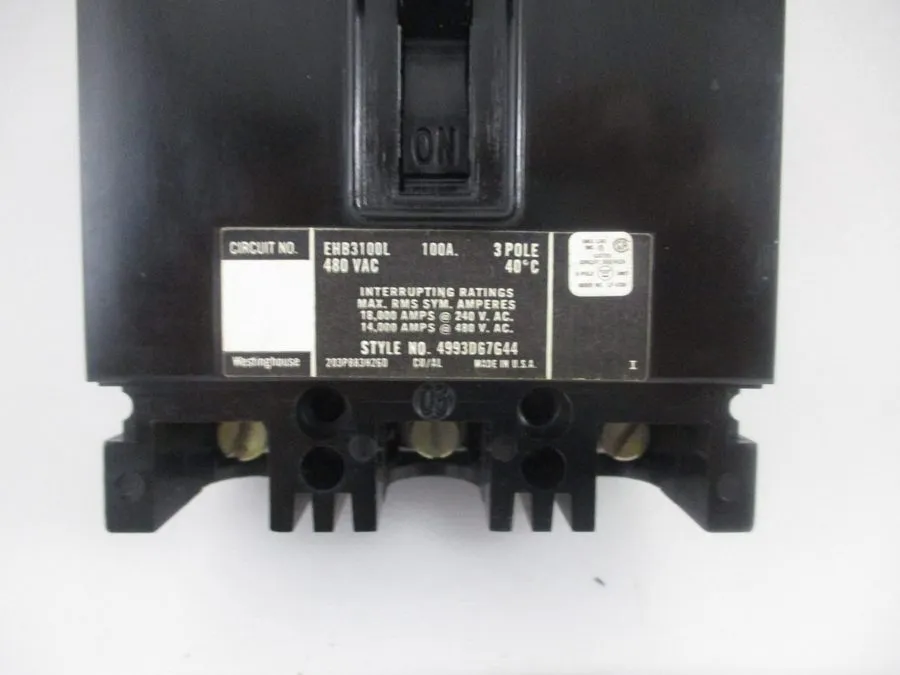 Автоматический выключатель Westinghouse EHB3100 Circuit Breaker 100A 3P 480V 3PH