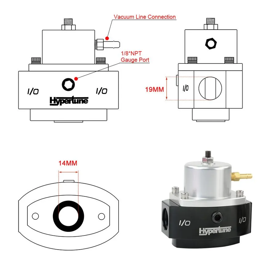 Трубопроводная арматура PQY 12-880 Return Style Fuel Pressure Regulator 6AN Boos