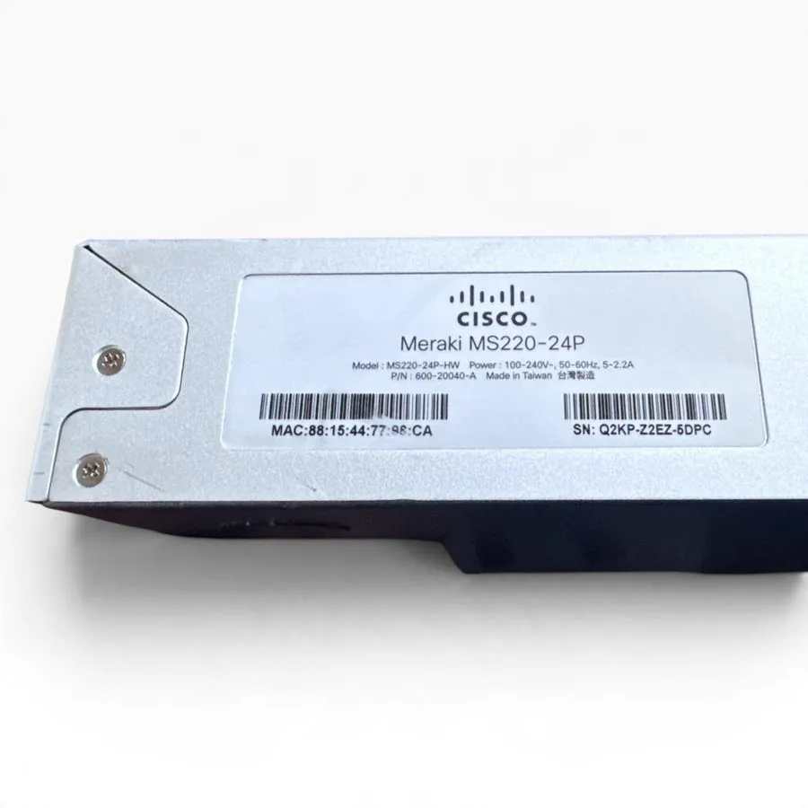 Коммутатор Cisco Meraki MS220-24P 24-Port PoE Gigabit Managed Switch Rackmount G